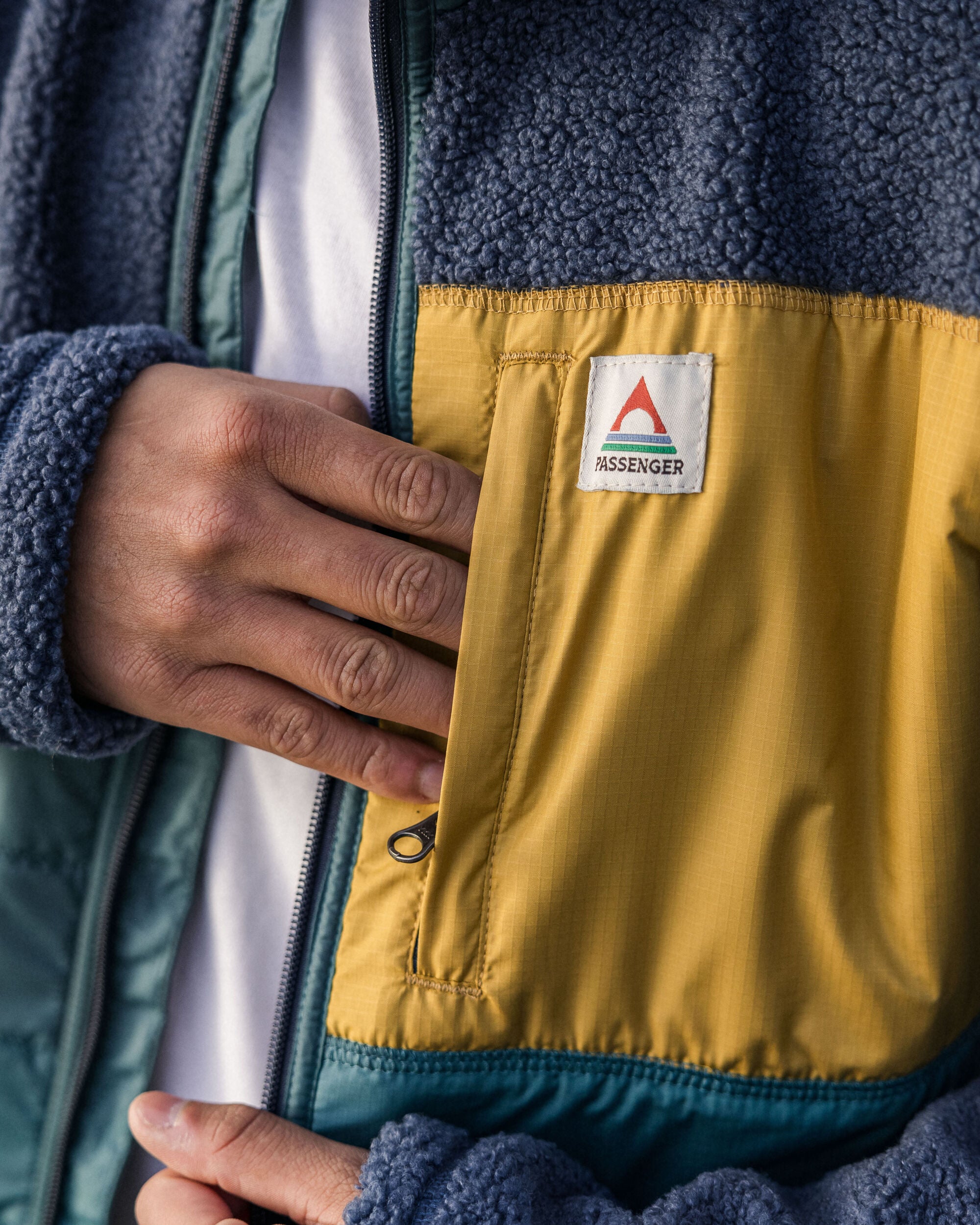 Born Explorer Recycled Polar-Lined Sherpa Fleece - Dark Denim - Lifestyle