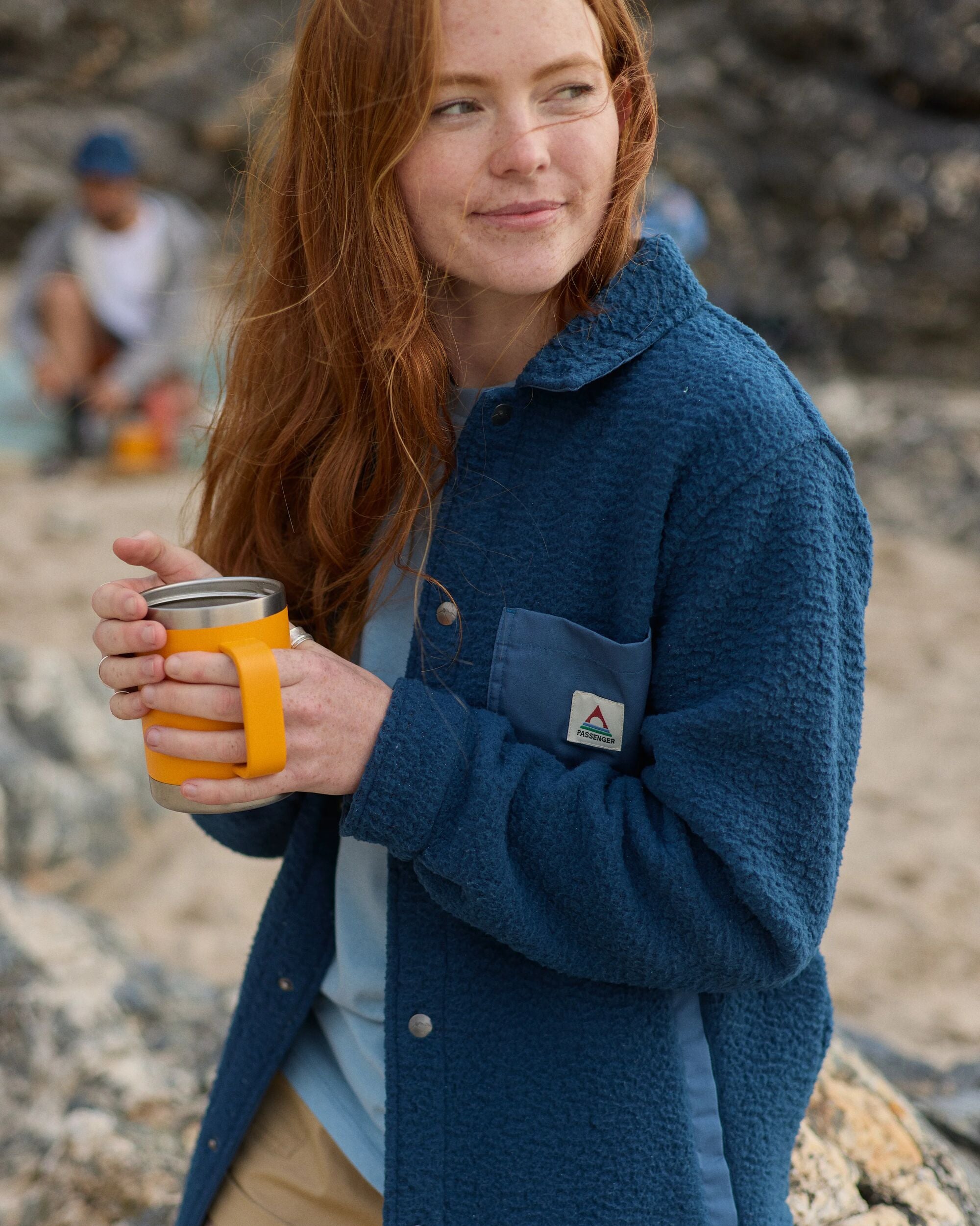 Rappel Recycled Sherpa Oversized Shirt - Dark Denim - Lifestyle