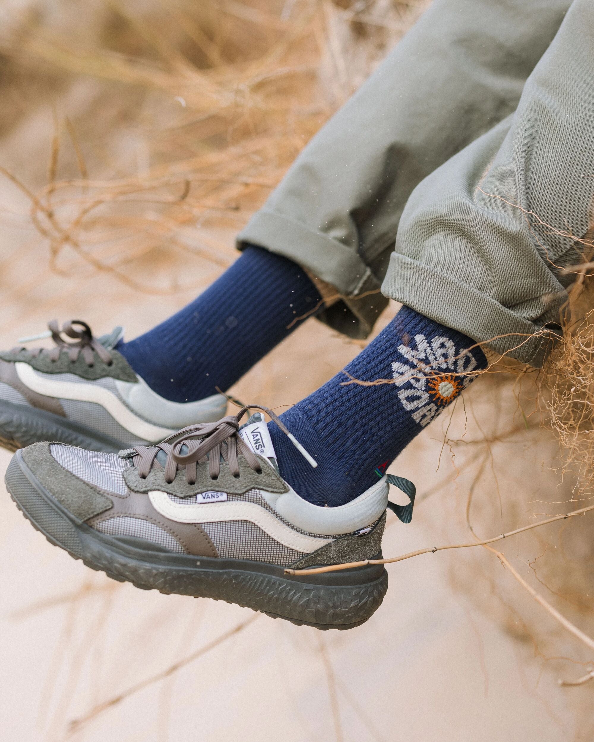 Made to Roam Graphic Crew Socks - Rich Navy - Lifestyle