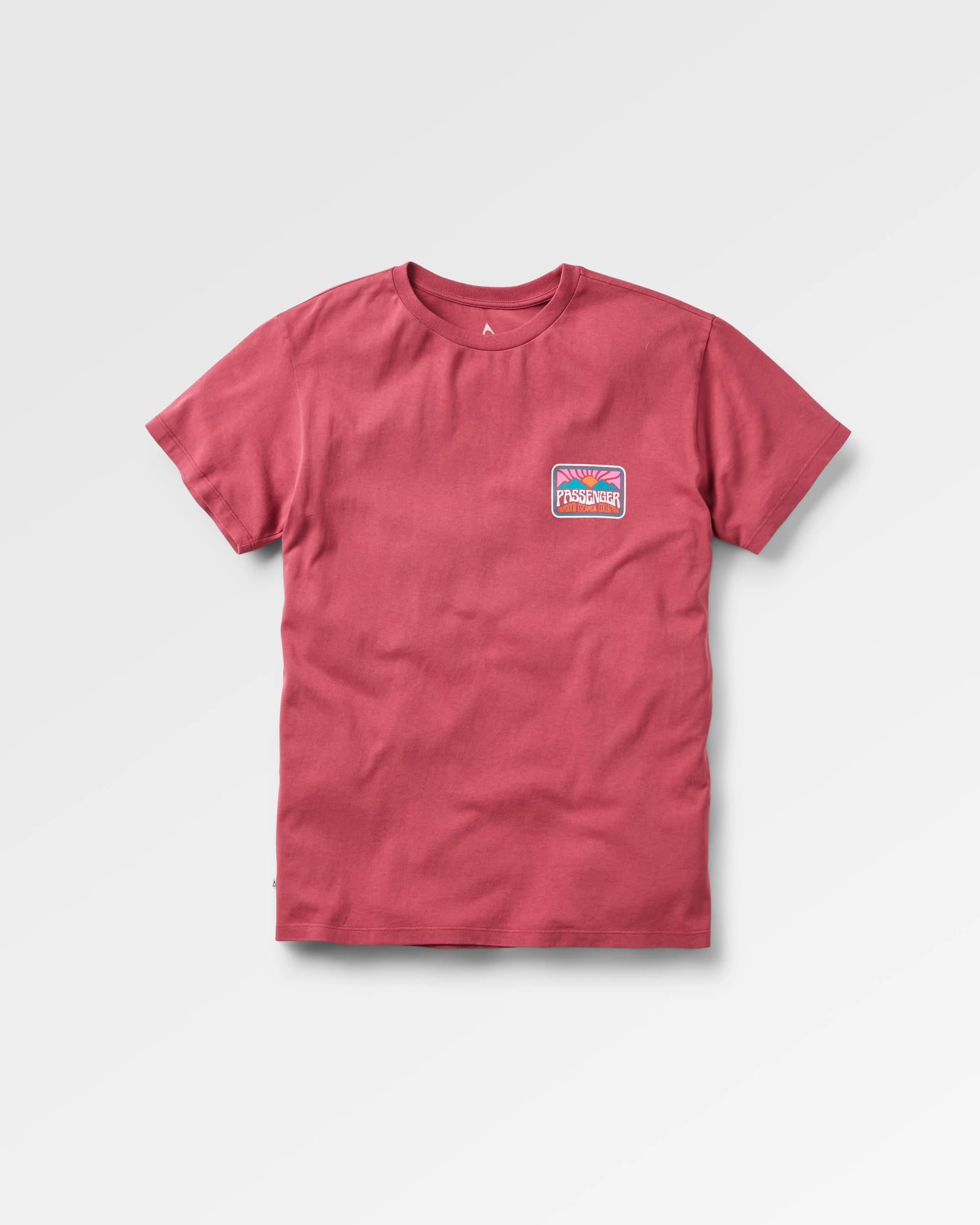 Golden Hour Recycled Cotton T-Shirt - Earth Red - Flatlay