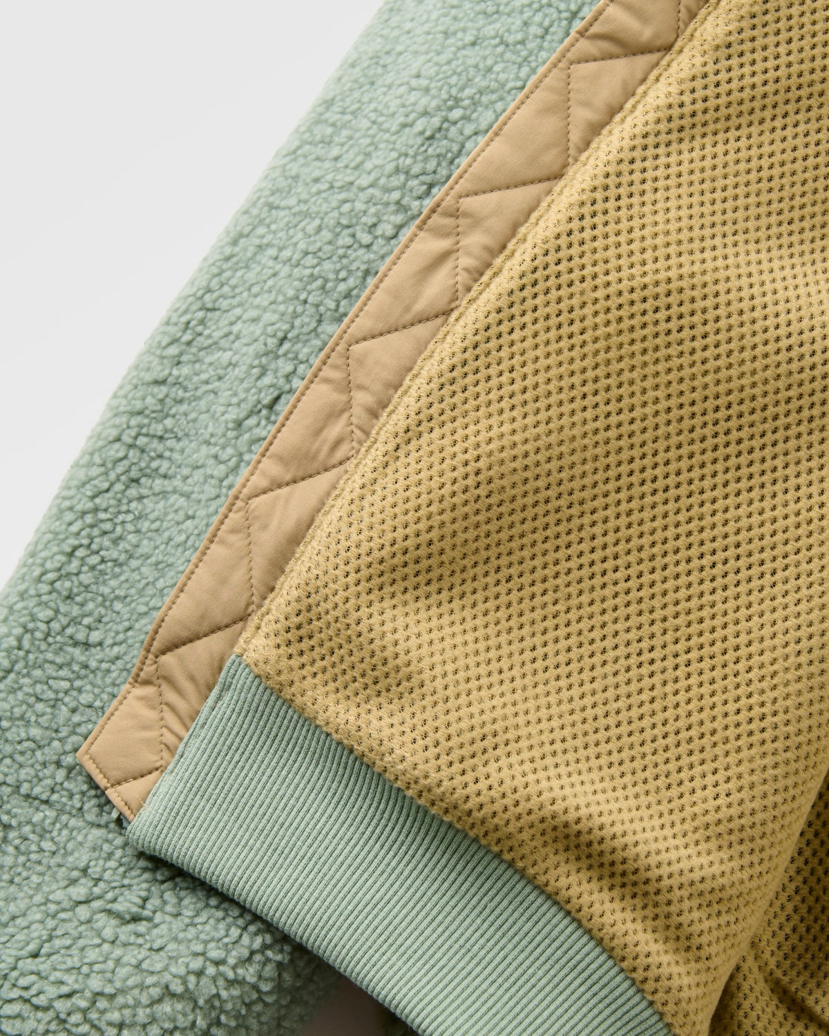 Joy Full Zip Lined Hooded Sherpa Fleece - Pistachio - Flatlay