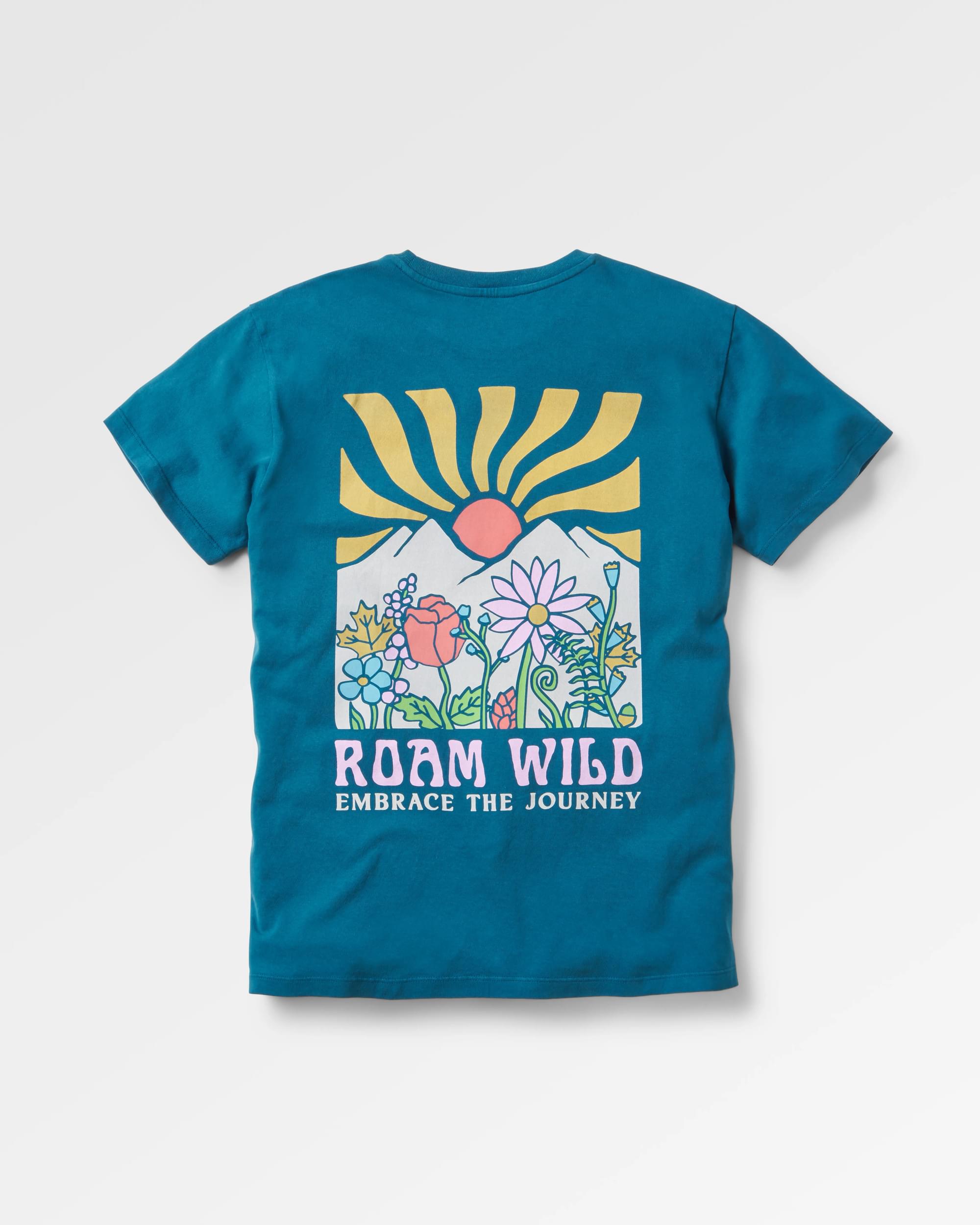 Roam Wild Recycled T-Shirt - Tidal Blue - Flatlay