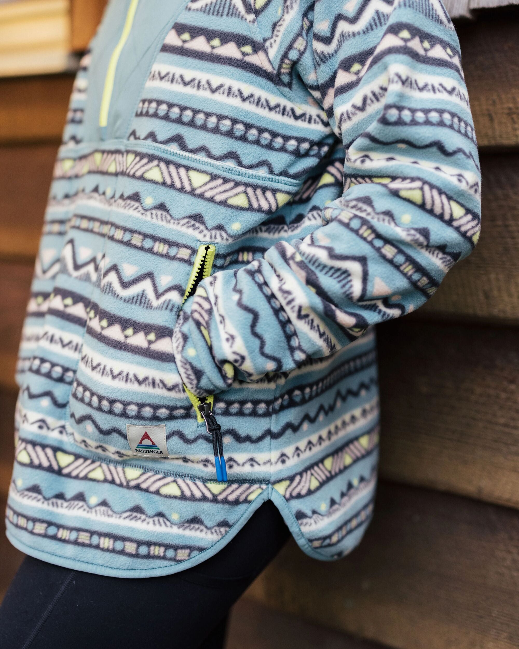 Juana Recycled Polar Hooded Fleece - Mountain Geo Arctic - Lifestyle