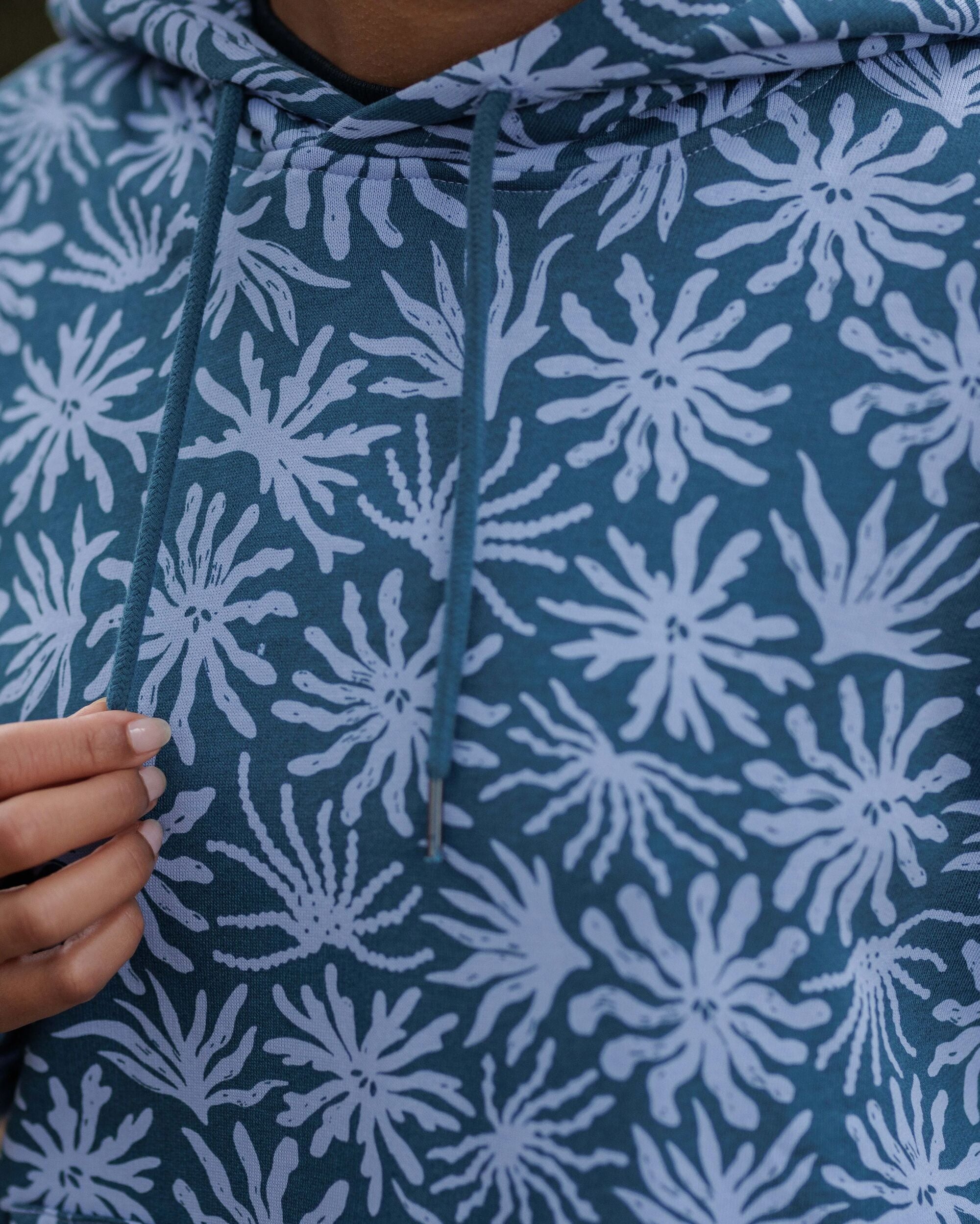 Arame Organic Cotton Hoodie - Seaweed Blue Steel - Lifestyle