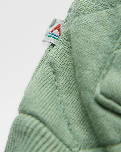 Clementine Recycled Quilted Popper Up Hoodie - Pistachio - Flatlay