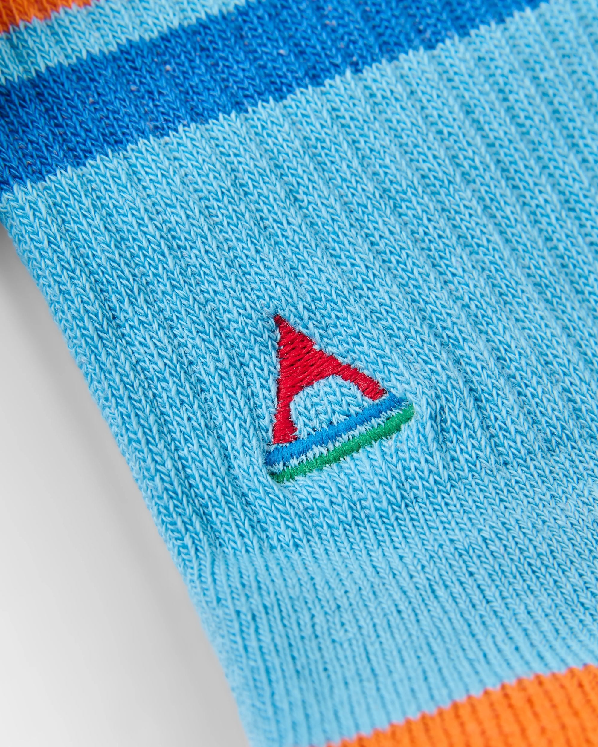 Organic Midweight Crew Socks - Retro Blue - Flatlay