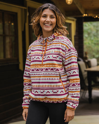 Ayla Micro Polartec® Hooded Fleece - Geo Tracks Birch - Lifestyle