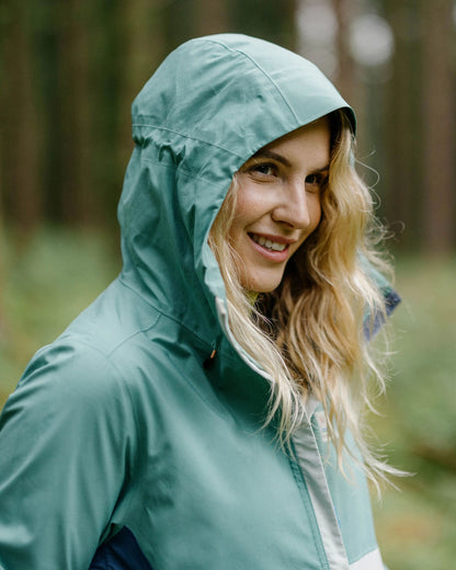 Rainstorm Recycled Waterproof Jacket - Deep Sea/Surf Spray - Lifestyle