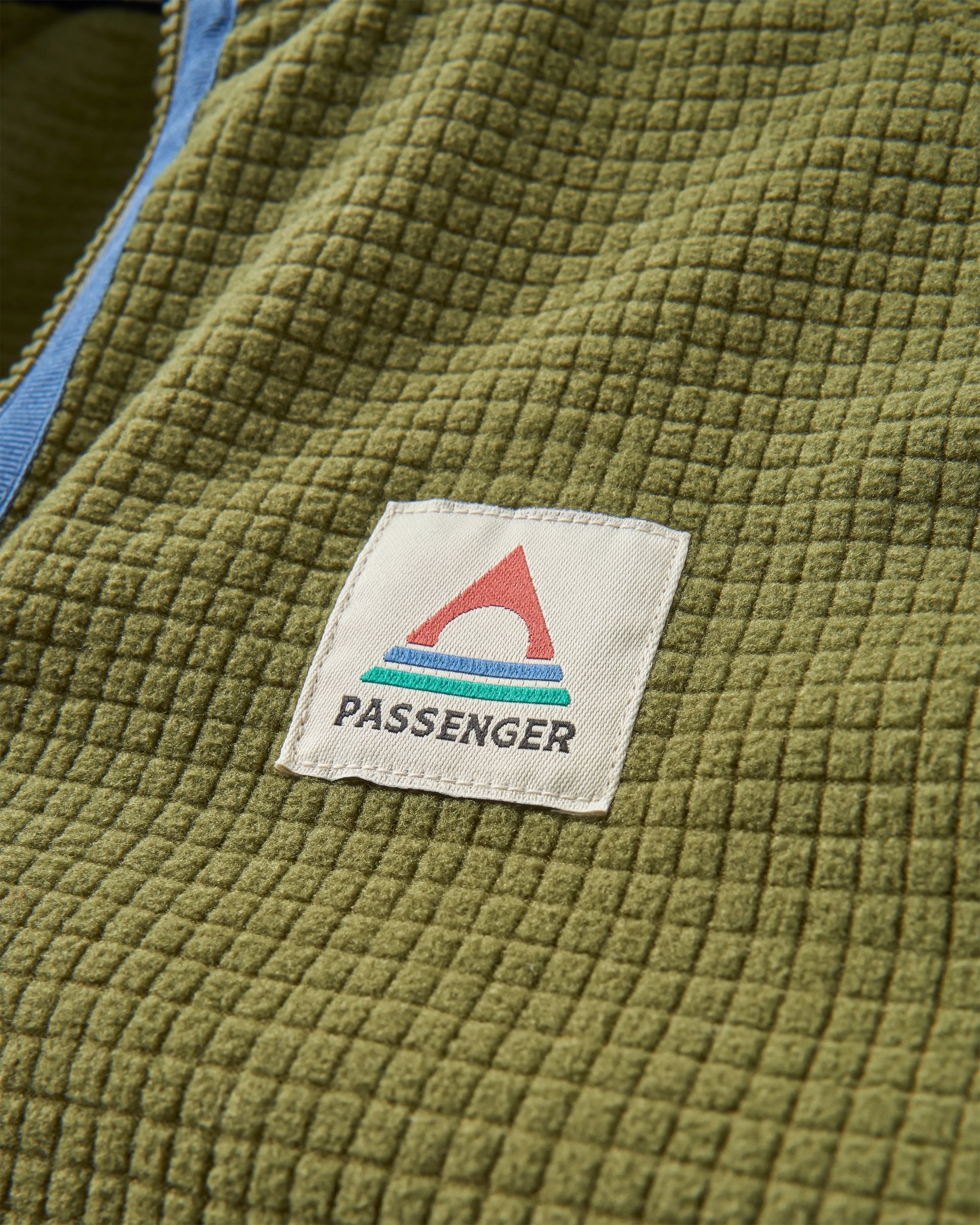 Overlook Recycled Grid Polar Fleece - Khaki/Pistachio - Flatlay