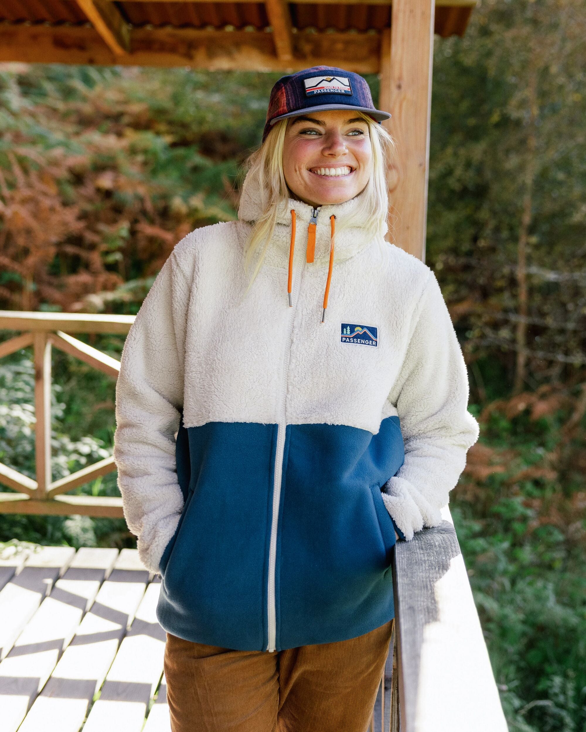 Nestling Recycled Polar-Lined Sherpa Fleece - Tidal Blue - Lifestyle