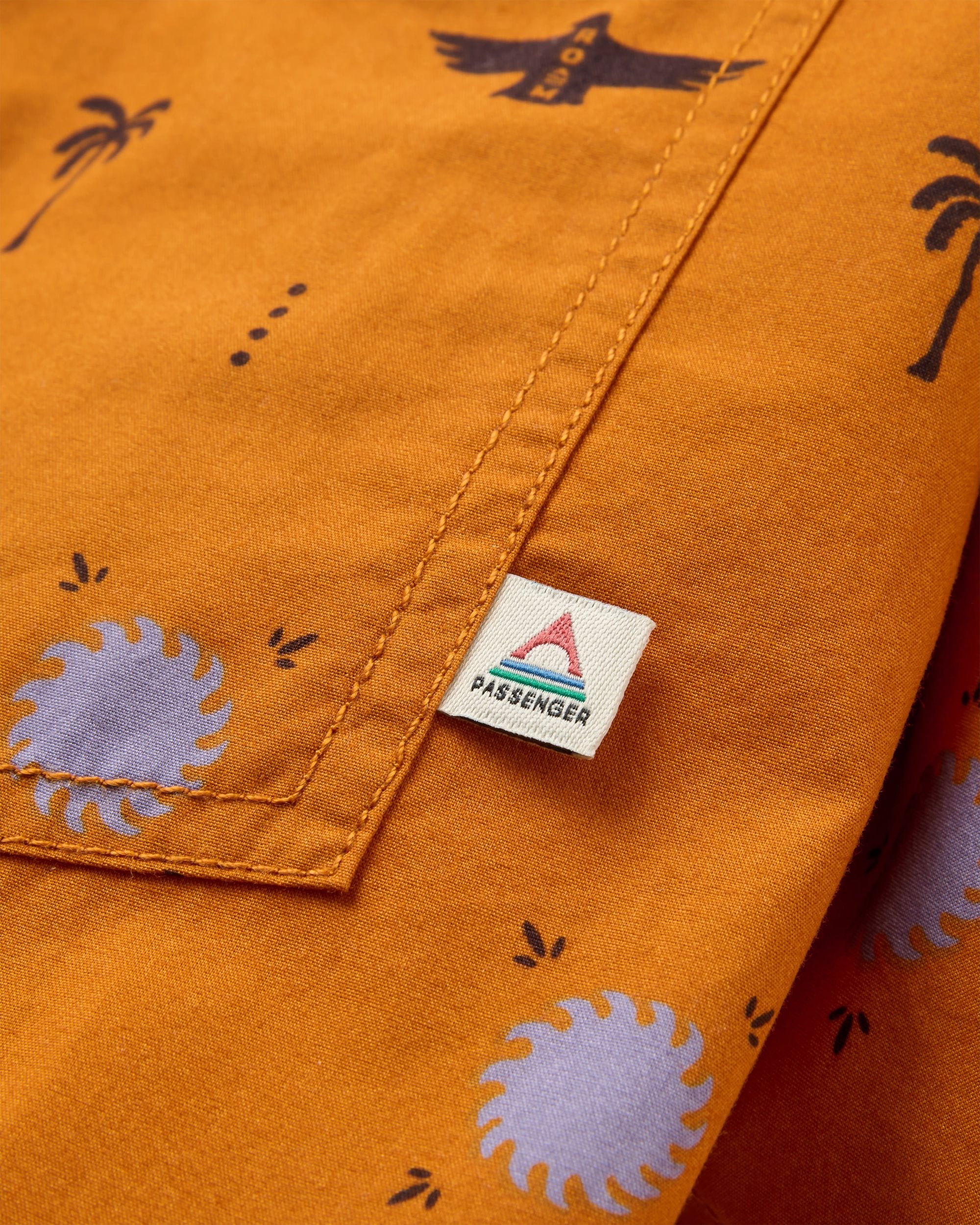Acreage Organic Cotton Shirt - Sundial Retro Orange - Flatlay