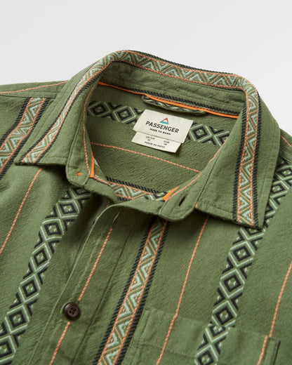 Voyage Jacquard Shirt - Wild Green Stripe - Flatlay