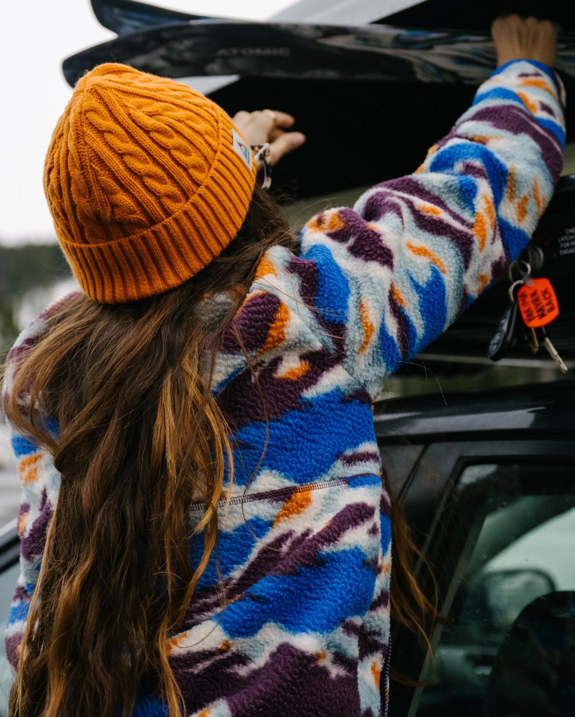 Home Recycled Sherpa Fleece - Mount Scenic Azure Blue - Lifestyle