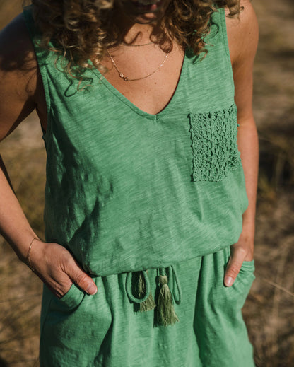 Rivergate Recycled Cotton Dress - Green Spruce - Lifestyle