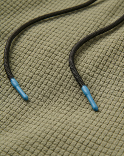 Point Grid Recycled Fleece Hoodie - Dusty Olive - Flatlay