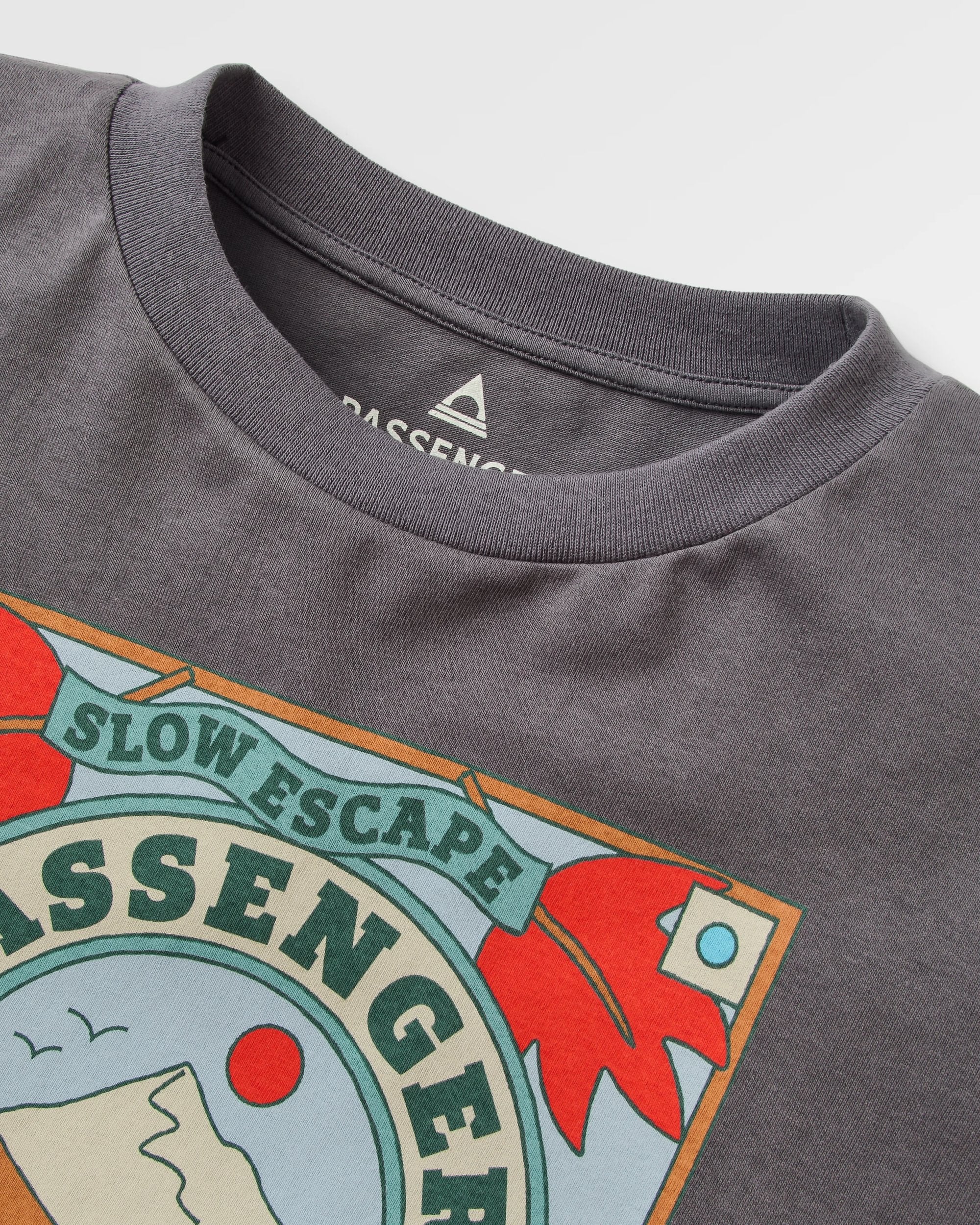 Rambling Recycled Cotton LS T-Shirt - Charcoal - Flatlay