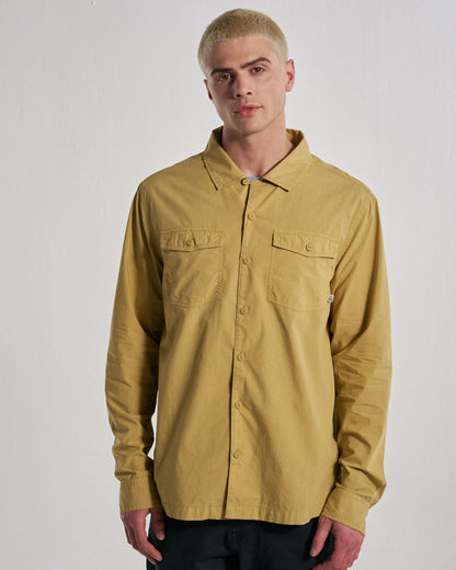 Acreage Organic Cotton LS Shirt - Warm Beige - Studio Model