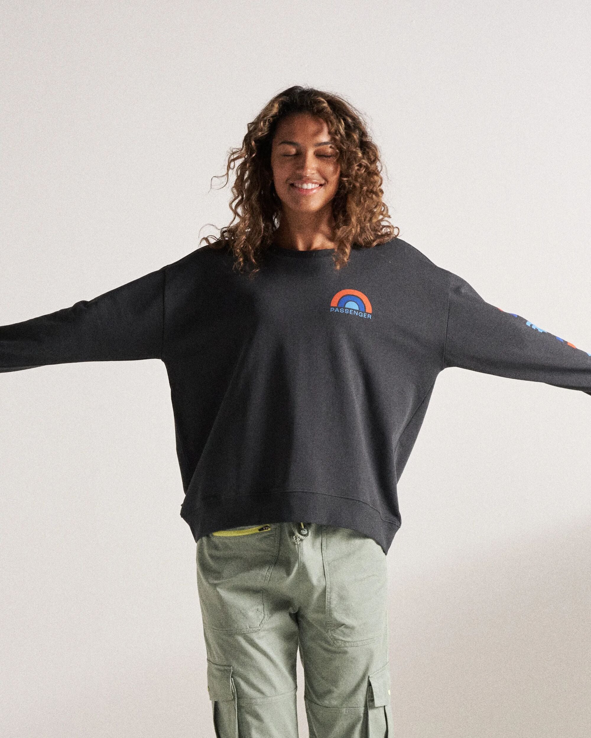Papercut Recycled Sweatshirt - Black - Studio Model