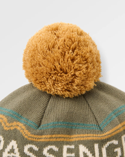 Passenger Logo Bobble Hat - Dusty Olive - Flatlay