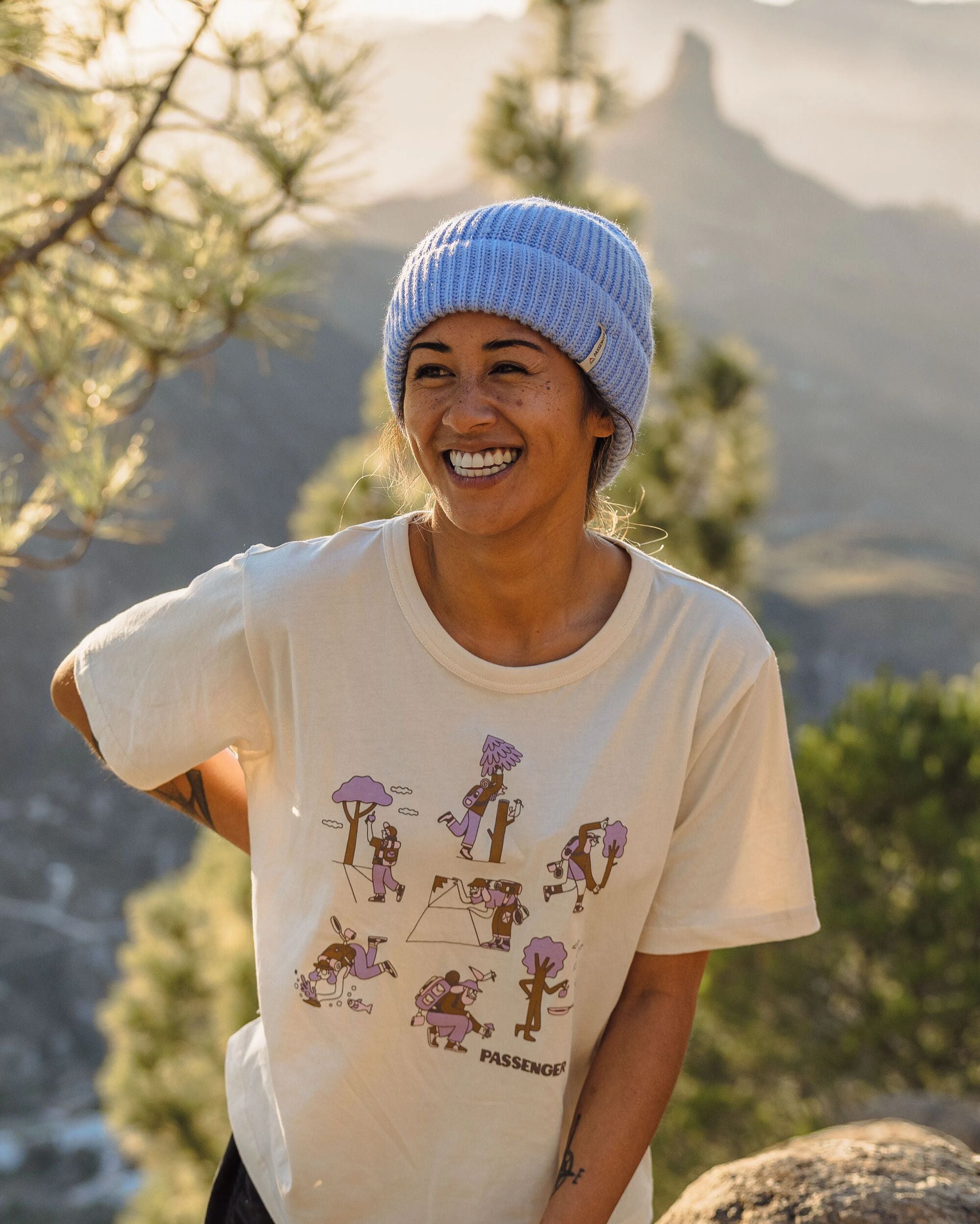 Compass Recycled Beanie - Cornflower - Lifestyle - Female