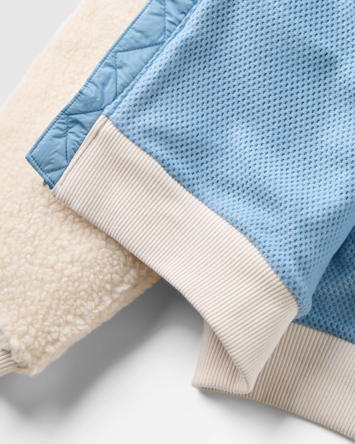 Joy Full Zip Lined Hooded Sherpa Fleece - White Sand - Flatlay
