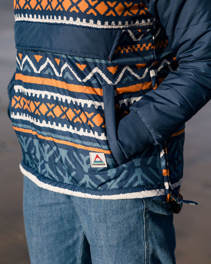 Ocean Recycled Insulated 1/2 Zip Jacket - Homespun Stripe Navy - Lifestyle