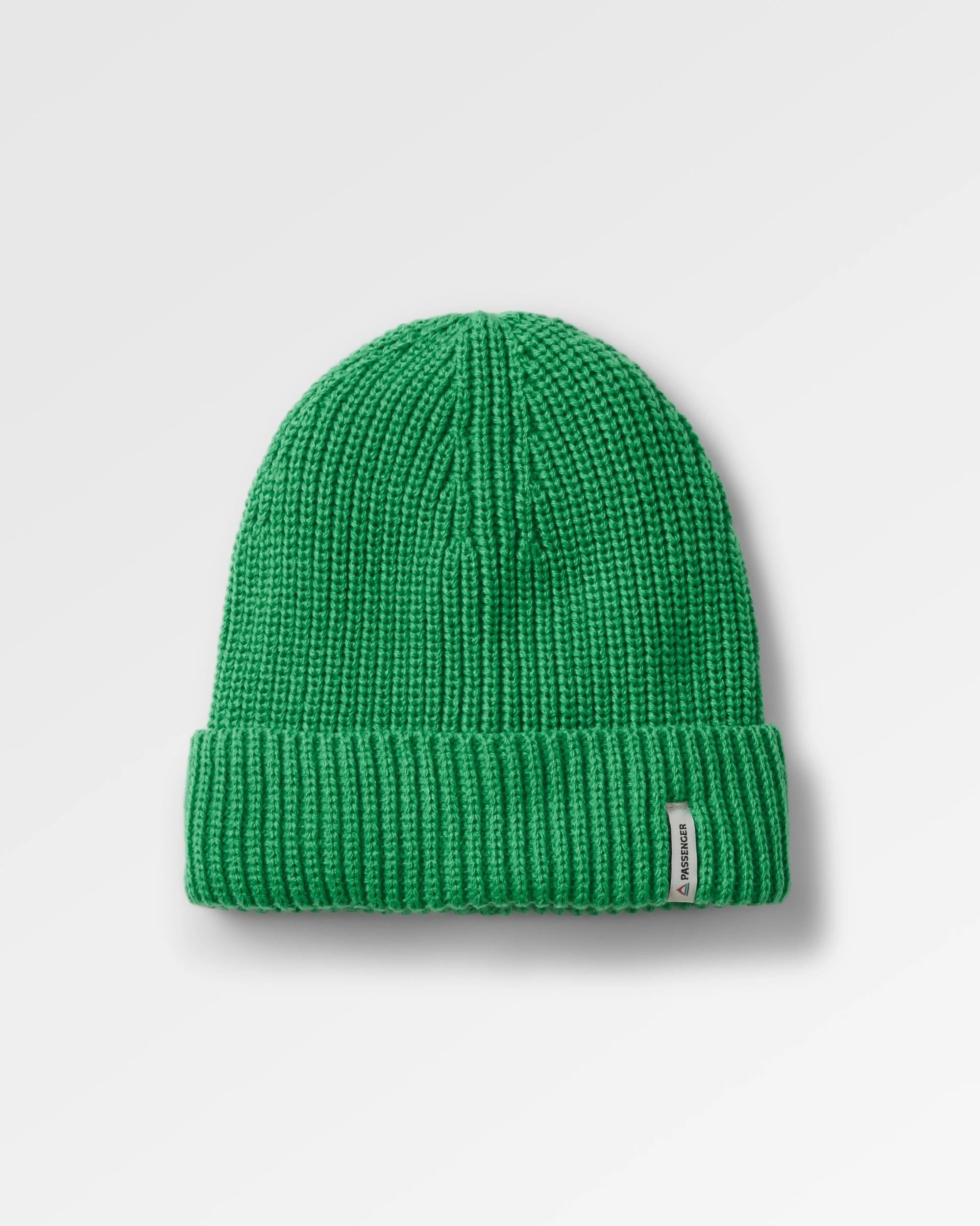 Compass Recycled Beanie - Green Spruce - Flatlay