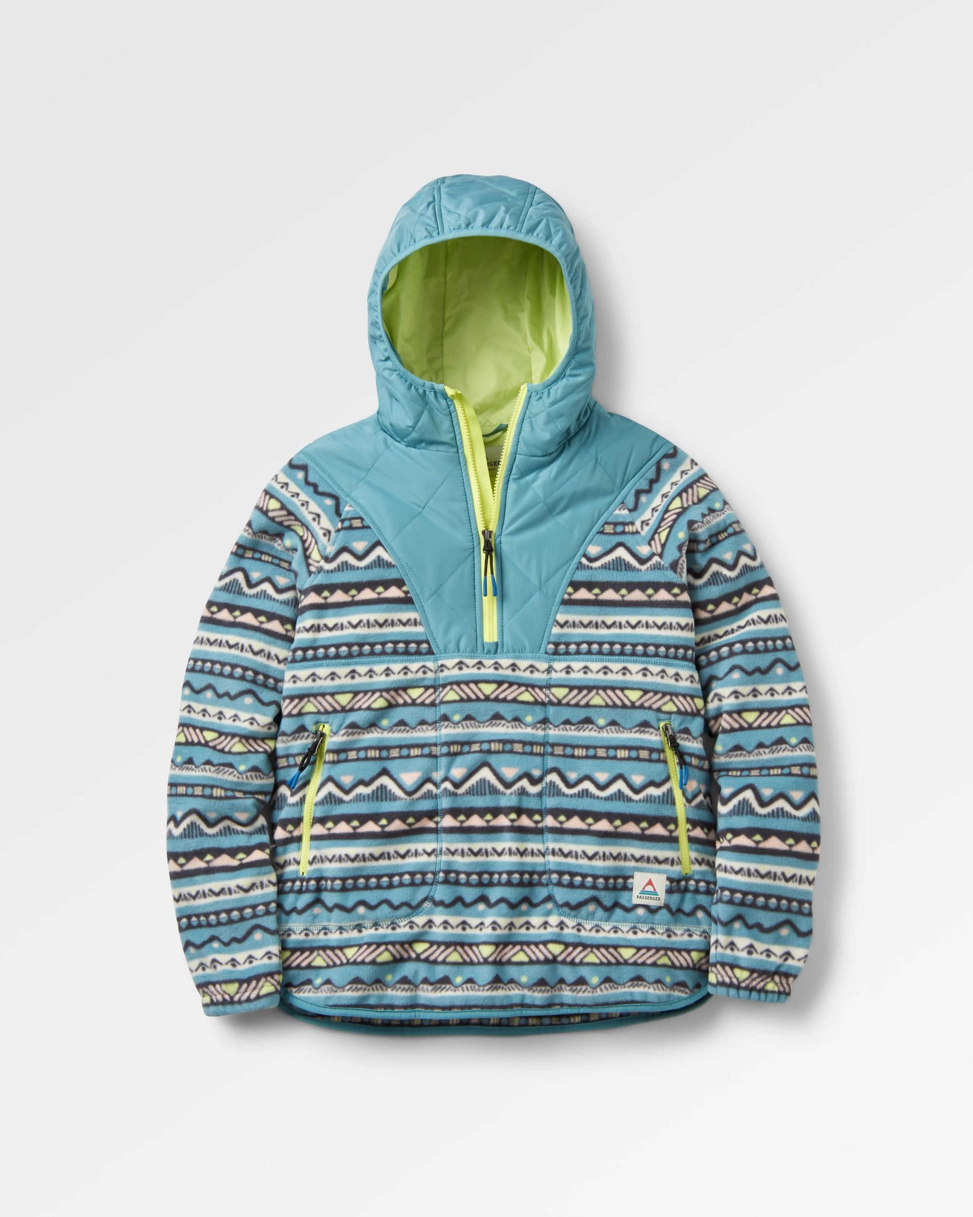 Juana Recycled Polar Hooded Fleece - Mountain Geo Arctic - Flatlay