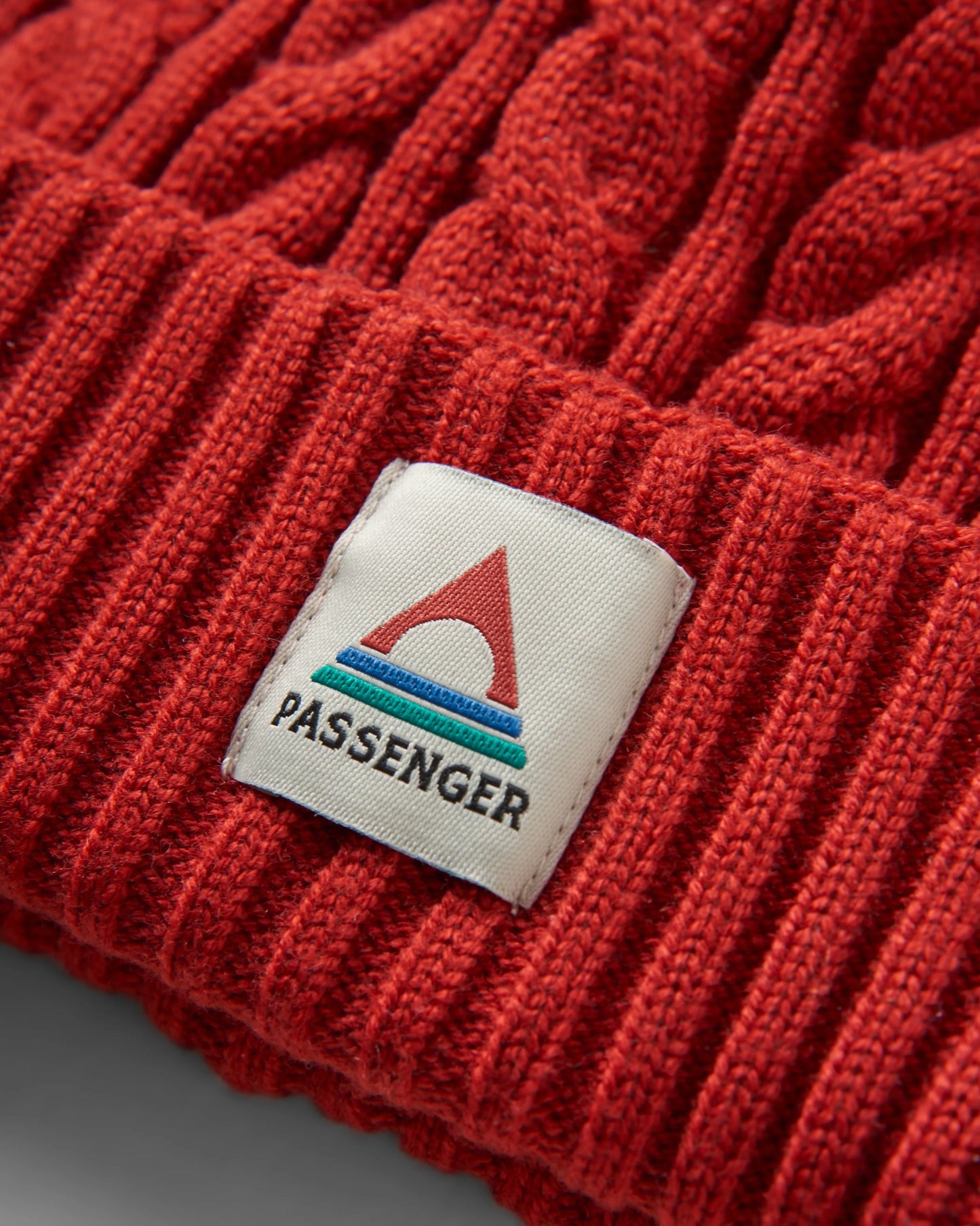 Fireside Recycled Cable Knit Beanie - Red Ochre - Flatlay