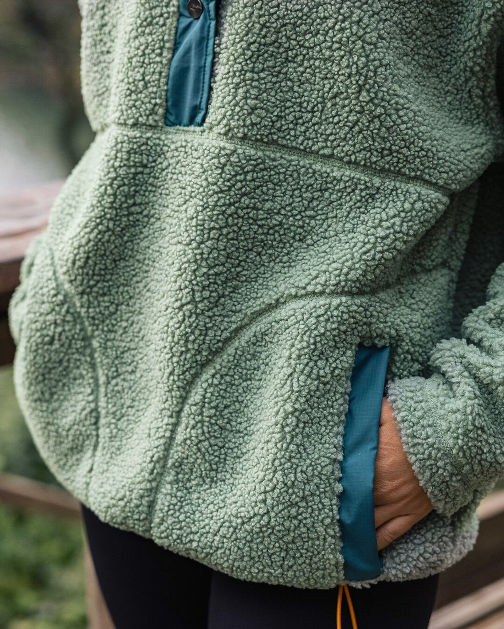 Calla Hooded Recycled Polar-Lined Fleece - Pistachio - Lifestyle