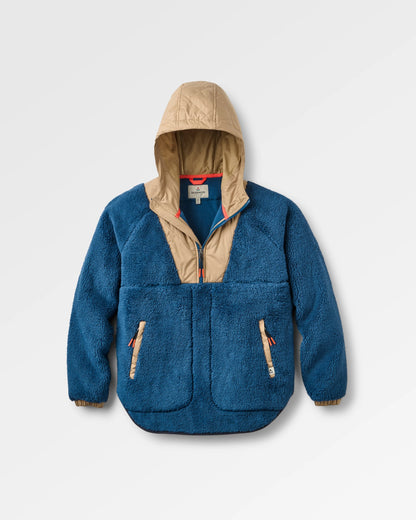 Beaumont Sherpa Hooded Fleece - Dark Denim - Flatlay