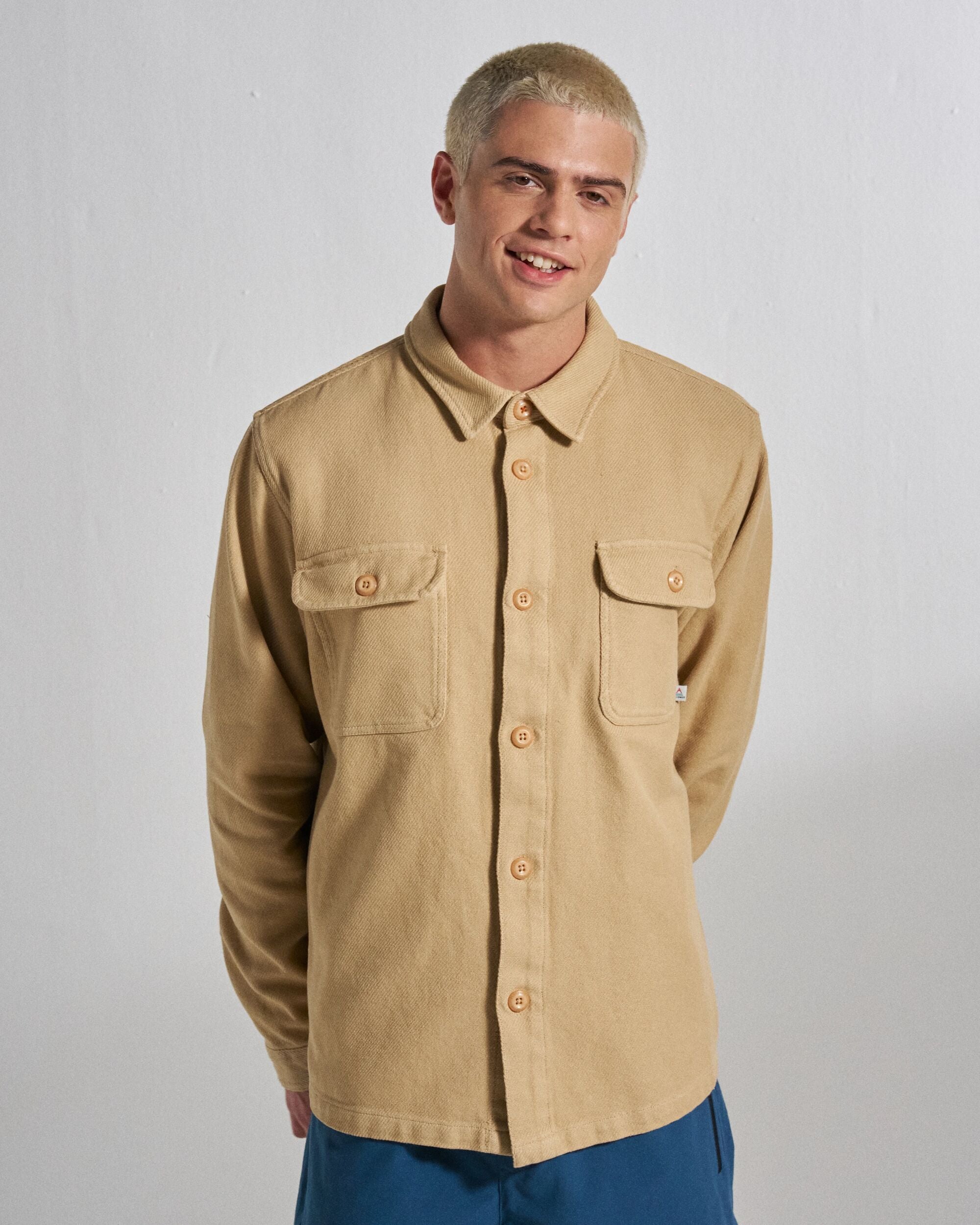 Island Twill Shirt - Stone - Studio Model