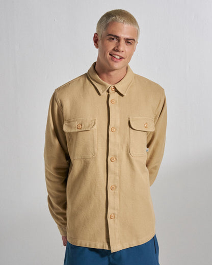 Island Twill Shirt - Stone - Studio Model