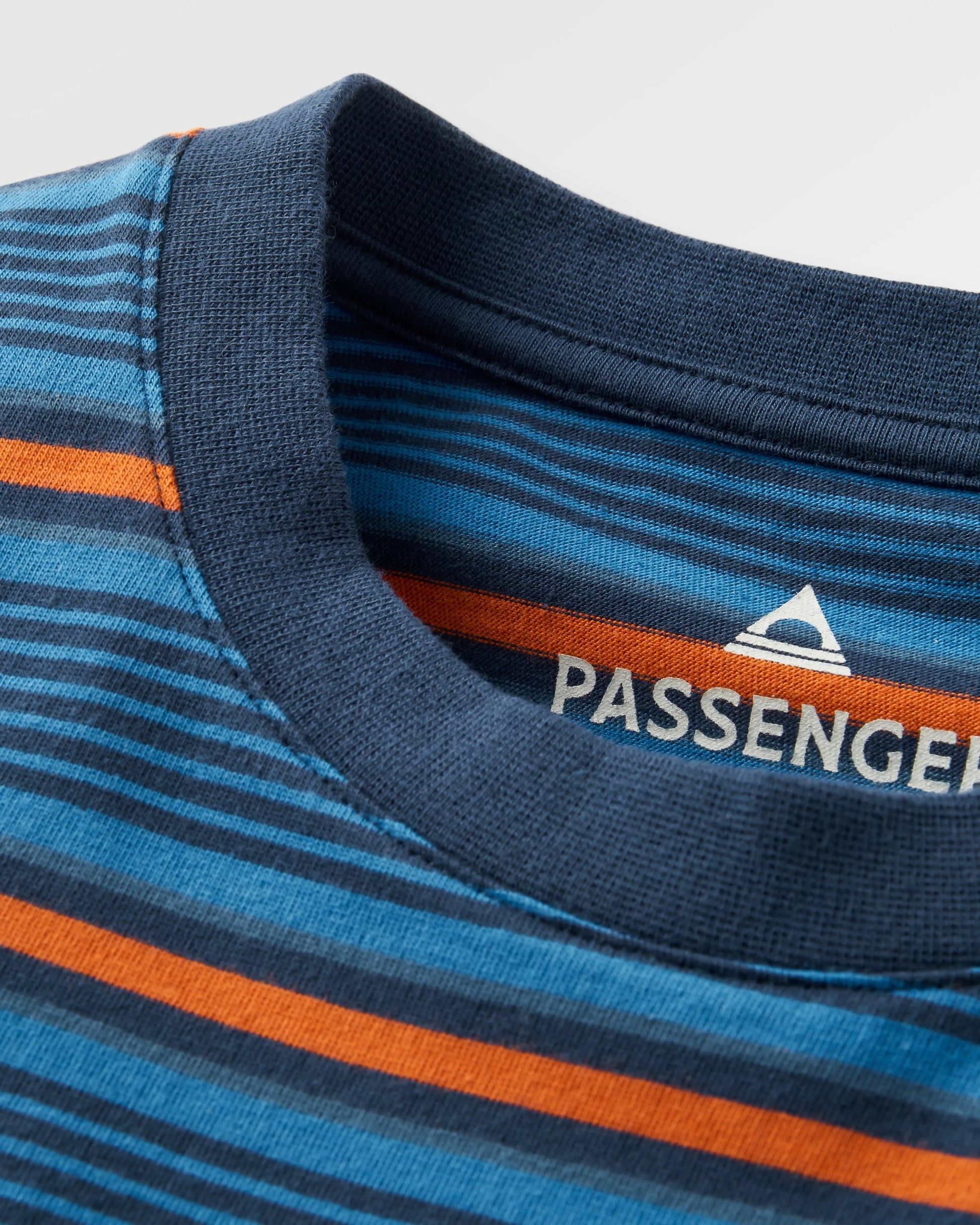 Retro Recycled Cotton Relaxed Fit T-Shirt - Azure Blue Multi Stripe