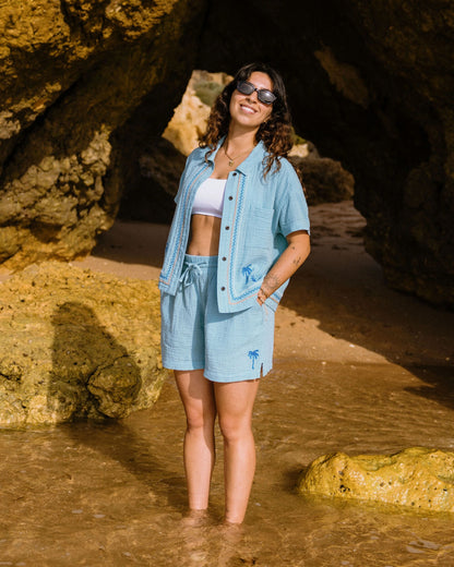 Waveney Short Sleeve Shirt - Retro Blue  - Lifestyle