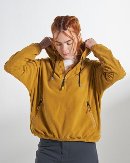 Ayla Micro Polartec® Hooded Fleece - Dusty Ochre - Studio Model