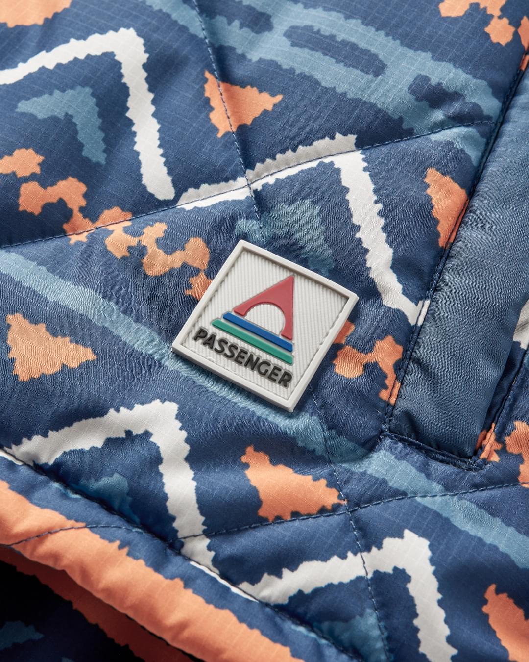 Ocean Recycled Insulated 1/2 Zip Jacket - Homespun Stripe Navy - Flatlay