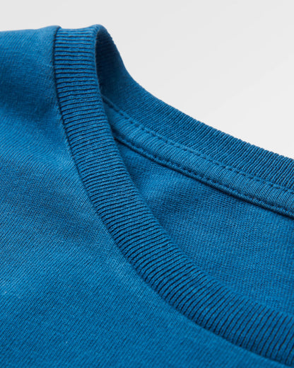 Waves & Trees Recycled Cotton LS T-Shirt - Tidal Blue - Flatlay