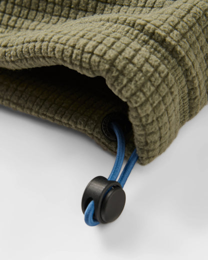 Point Grid Recycled Fleece Hoodie - Dusty Olive - Flatlay