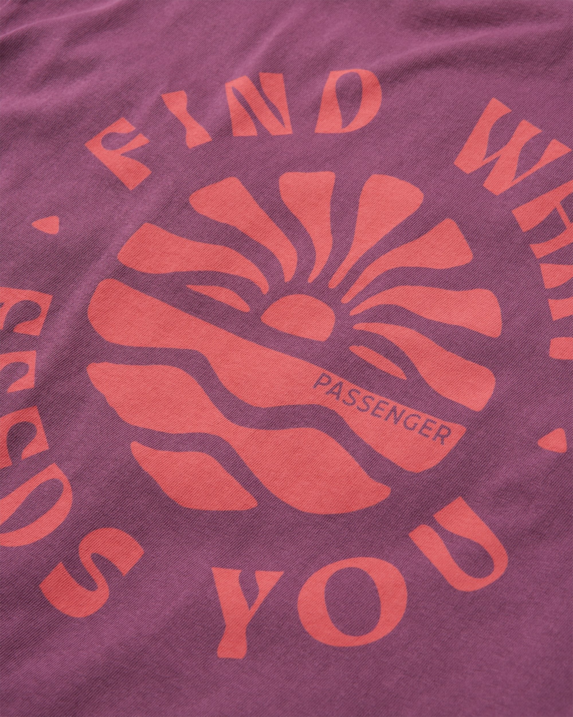 Discovery Rolled Sleeve T-Shirt - Berry - Flatlay