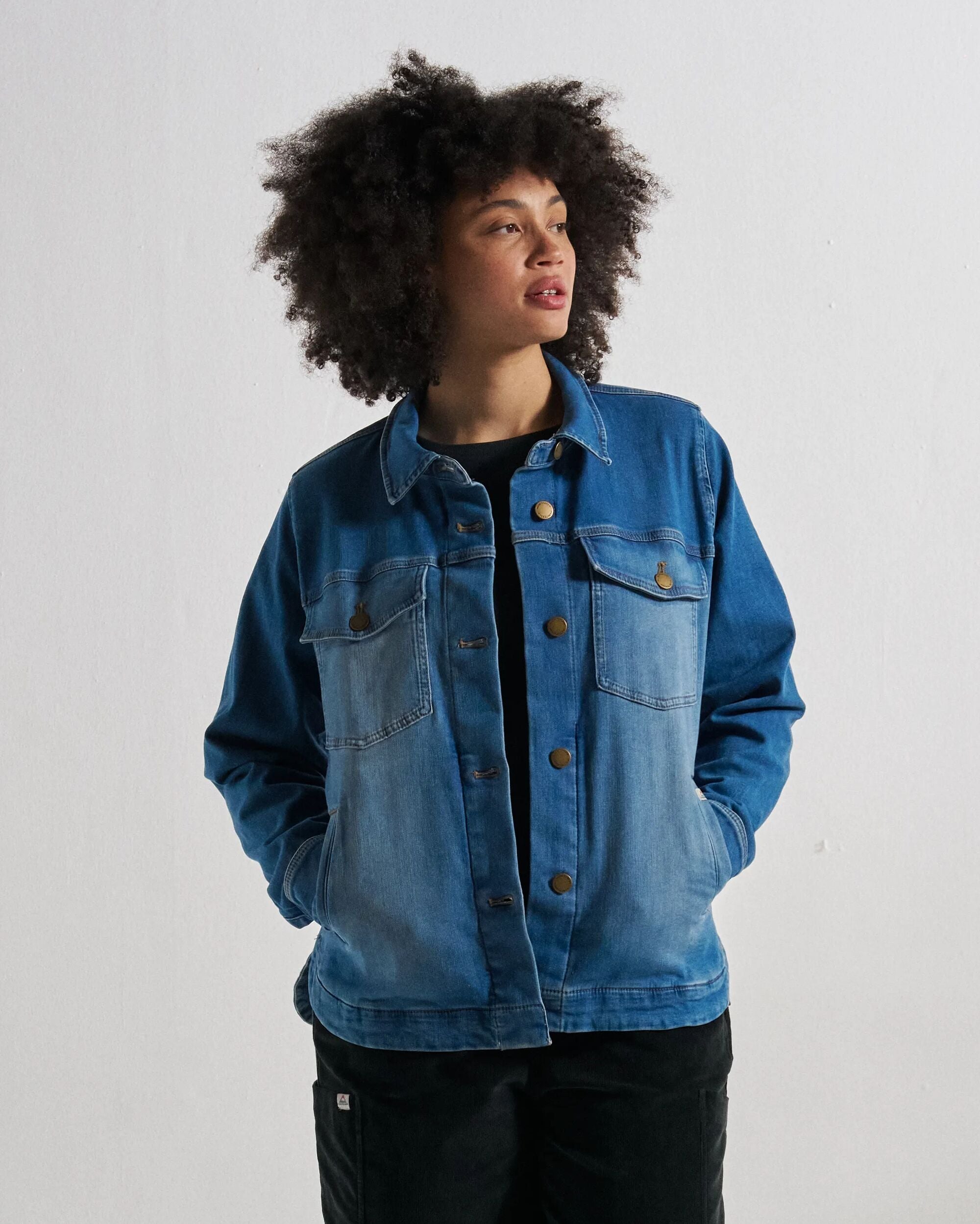 Stella Denim LS Shirt - Light Wash Denim - Studio Model