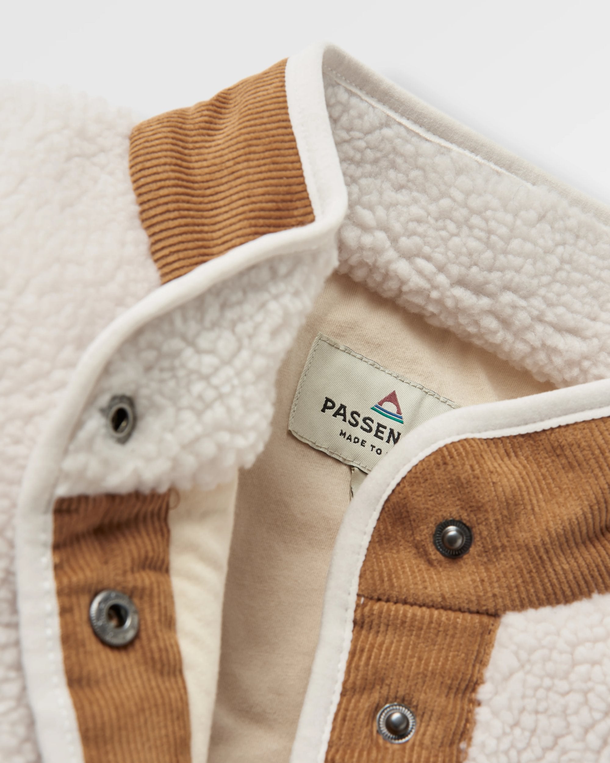 Clover Recycled Cotton-Lined Sherpa Fleece - Vintage White - Flatlay