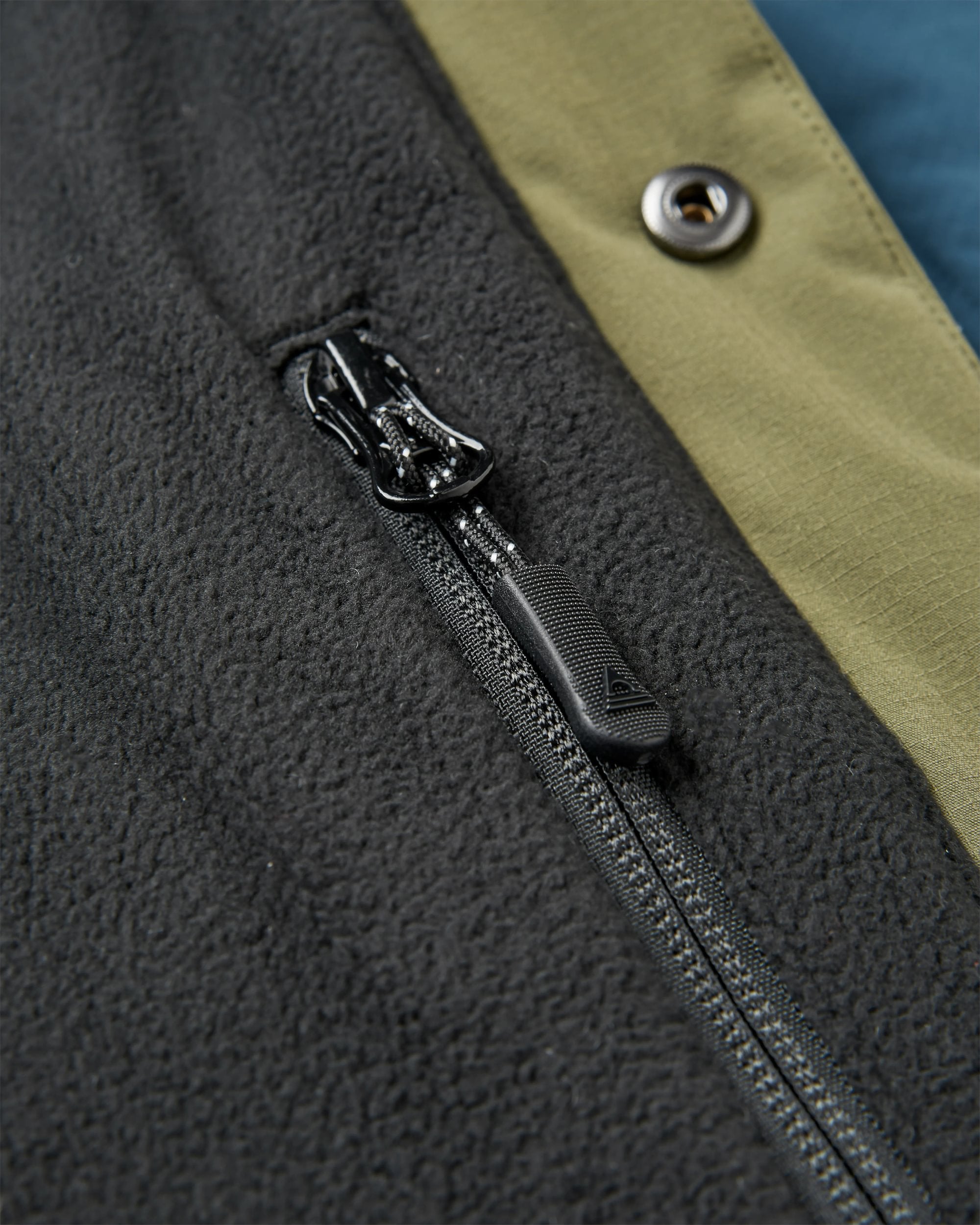 Campscape Recycled Fleece Lined Parka - Khaki/Dark Denim - Flatlay