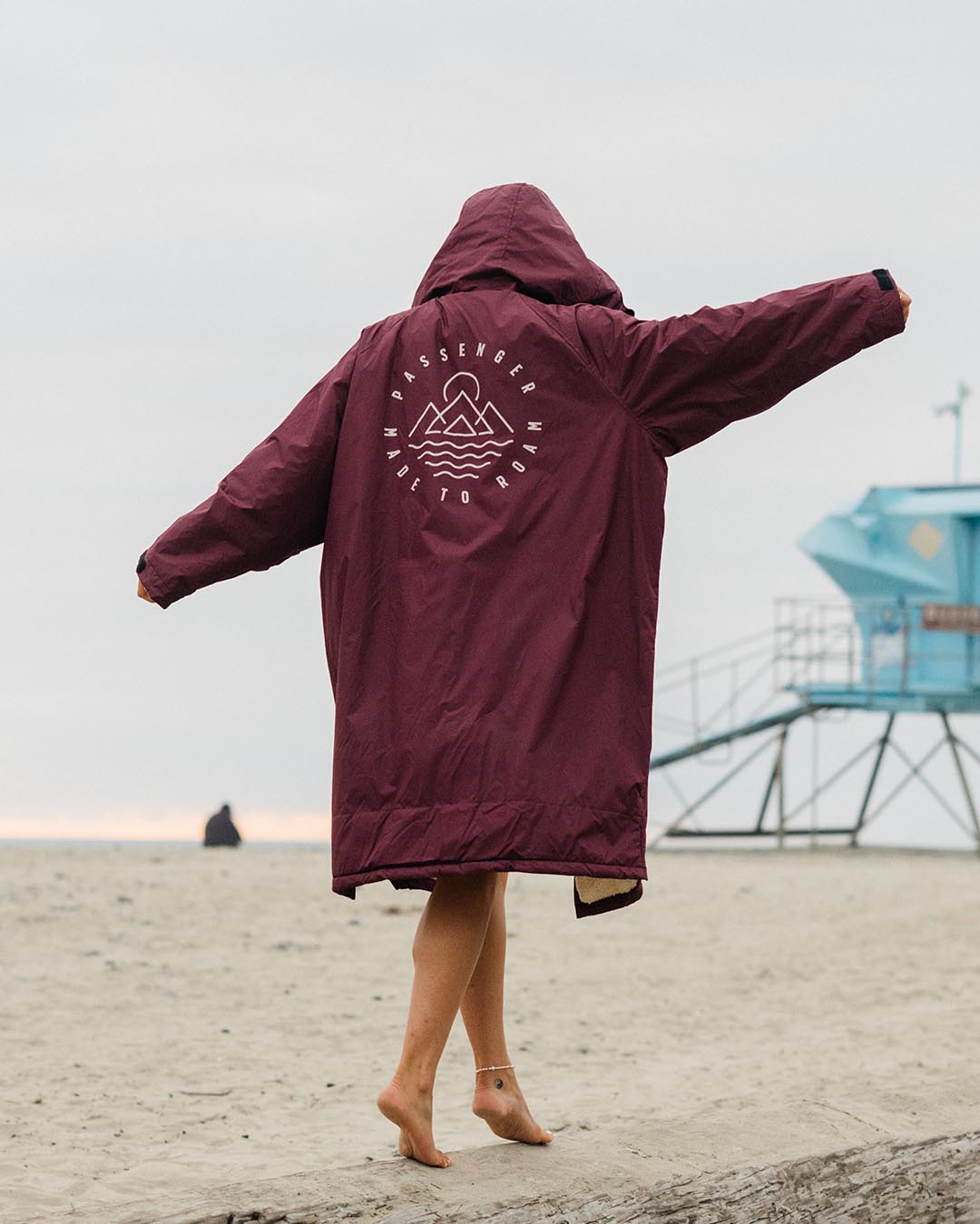 Womens_Escapism Recycled Sherpa Lined Changing Robe - Wine