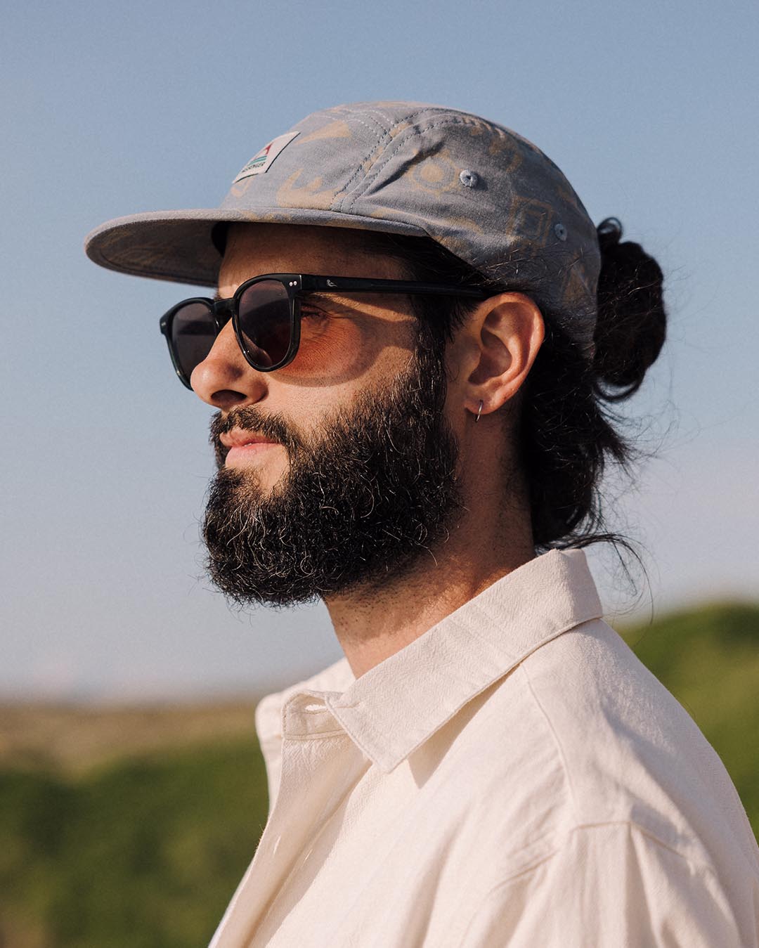 Azara Organic 5 Panel Cap - Abstract Dark Denim - Lifestyle - Male