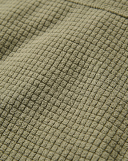 Point Grid Recycled Fleece Hoodie - Dusty Olive - Flatlay