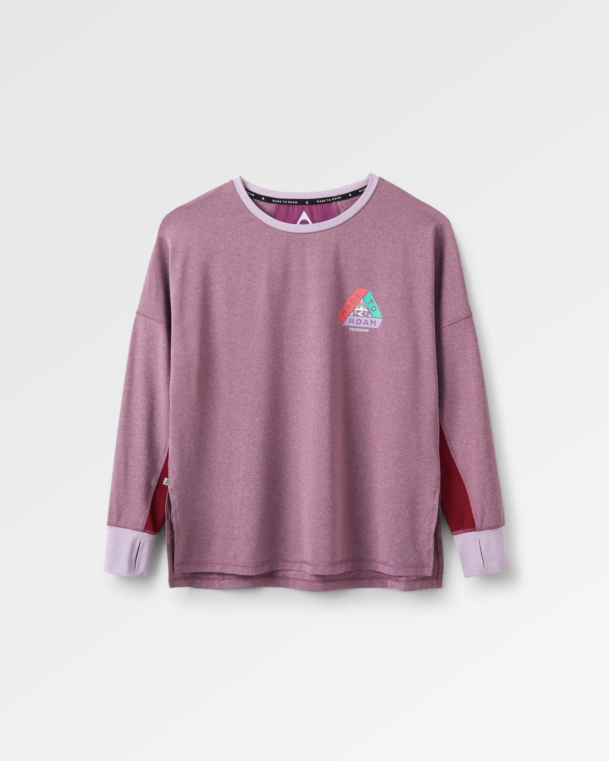Pacifica Recycled Active LS Top - Berry Marl - Flatlay