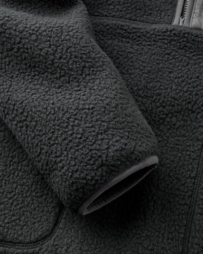Offgrid 1/2 Zip Hooded Sherpa Fleece - Black - Flatlay