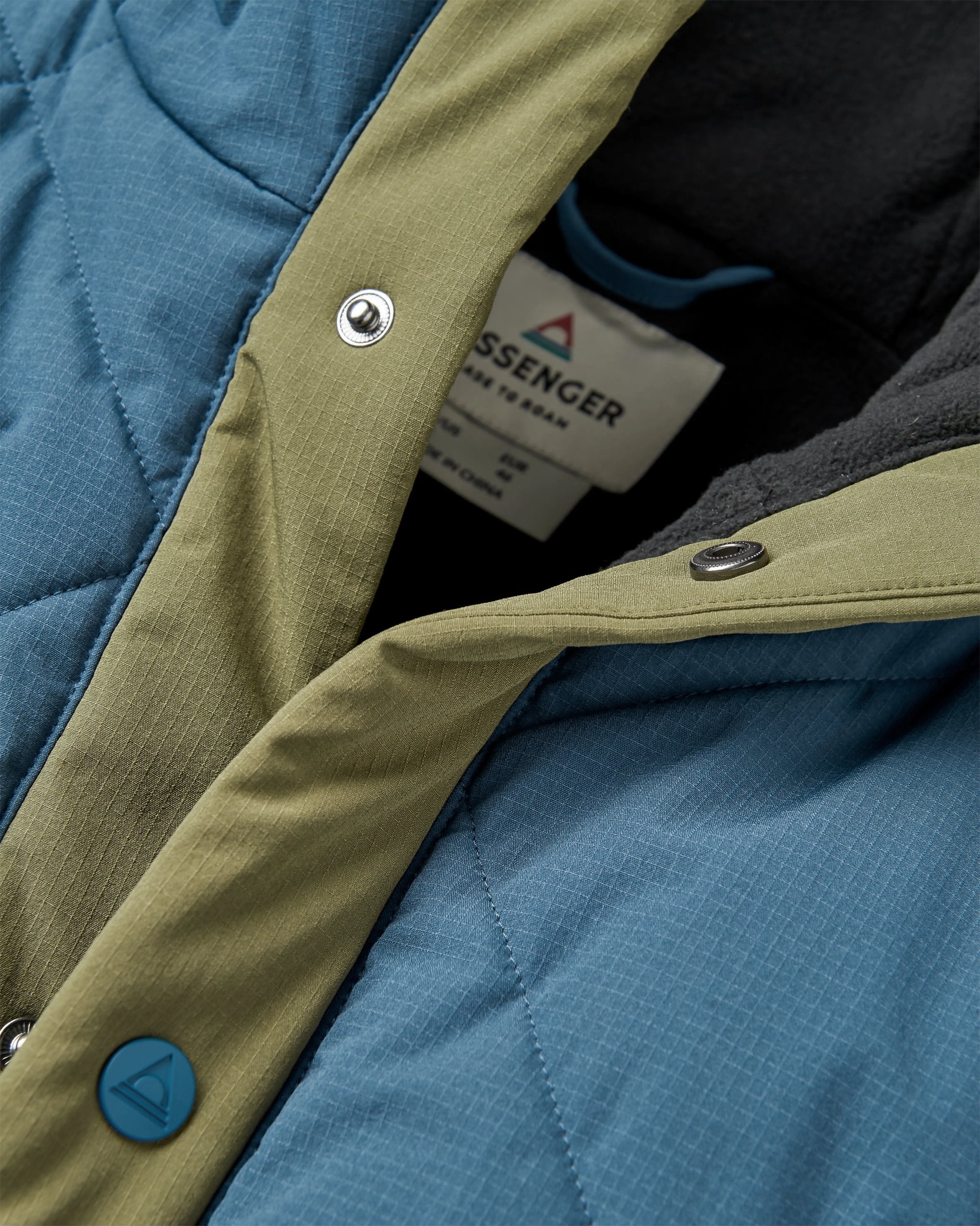 Campscape Recycled Fleece Lined Parka - Khaki/Dark Denim - Flatlay