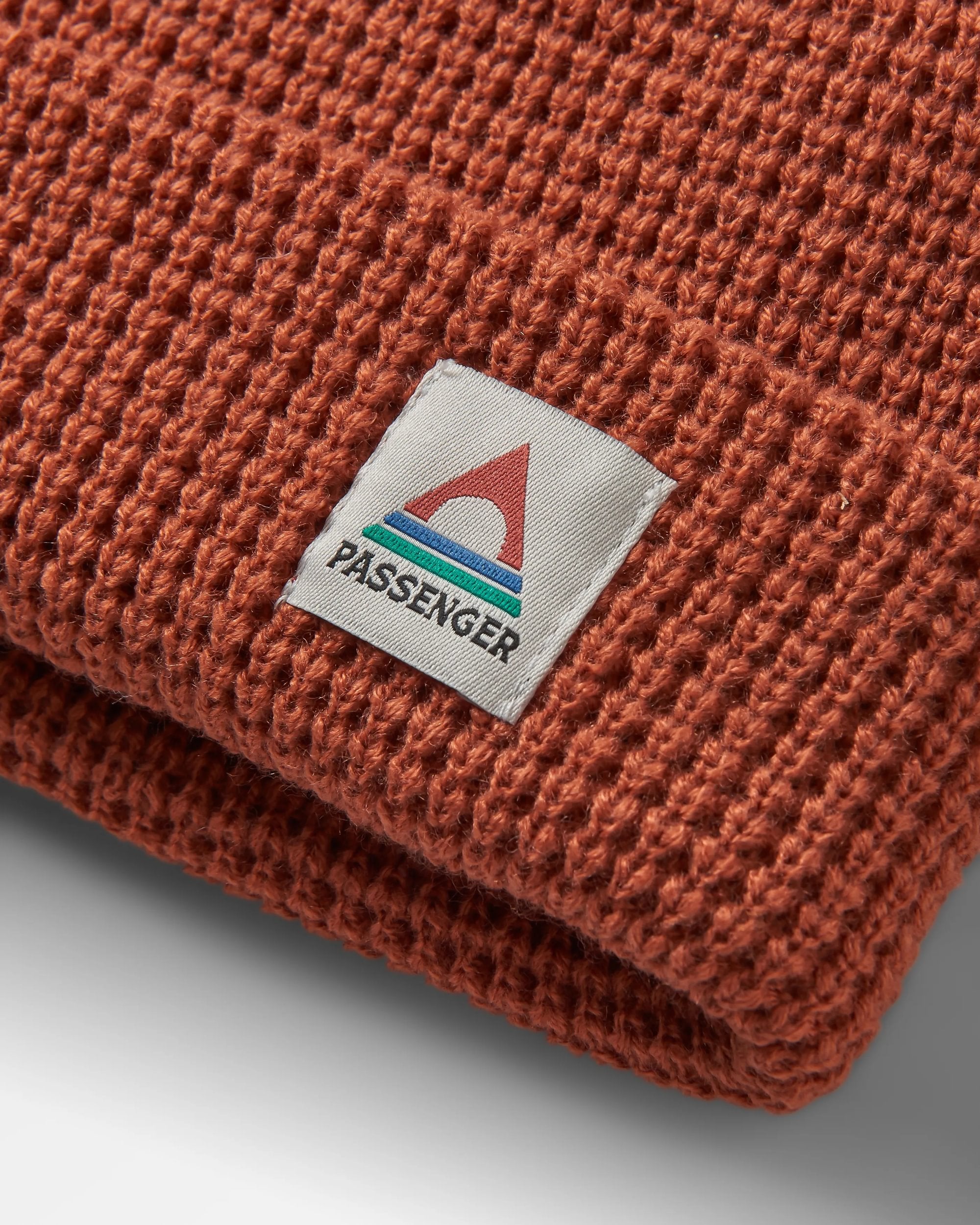 Moss Double Layer Recycled Waffle Beanie - Baked Clay - Flatlay